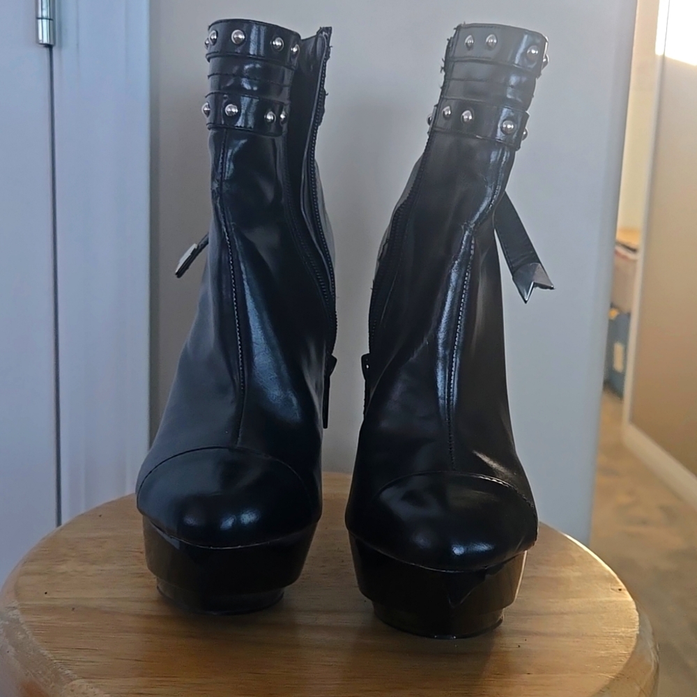 Black high heel boots